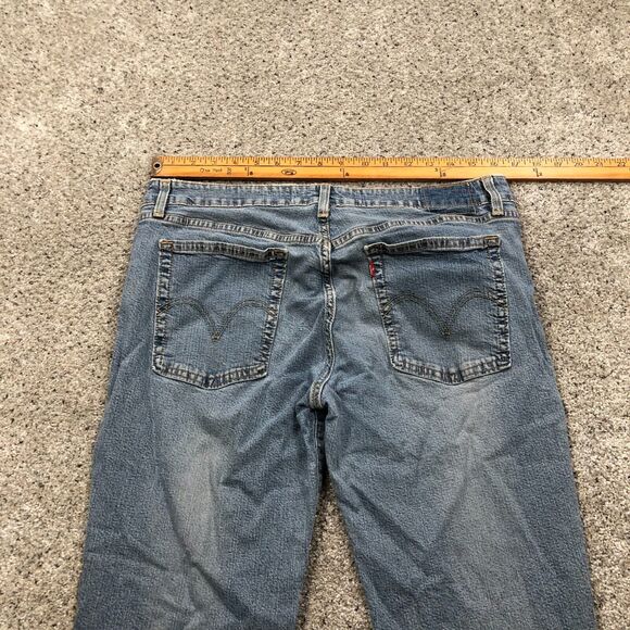 Levis Pants Womens 13 Juniors Blue 518 Super Low Bootcut Distress Jeans 34x31 - Picture 7 of 12